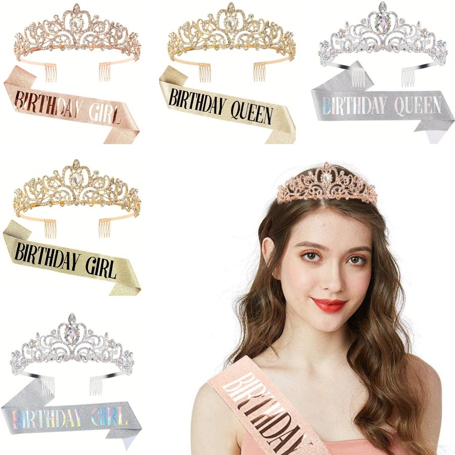 Birthday Sash Glitter - Set di 2 Pezzi Corona con