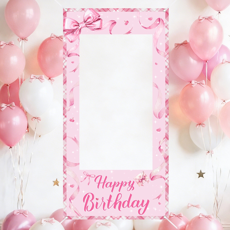 Photo Booth Frame - Cornice per Foto con Fiocco Rosa,