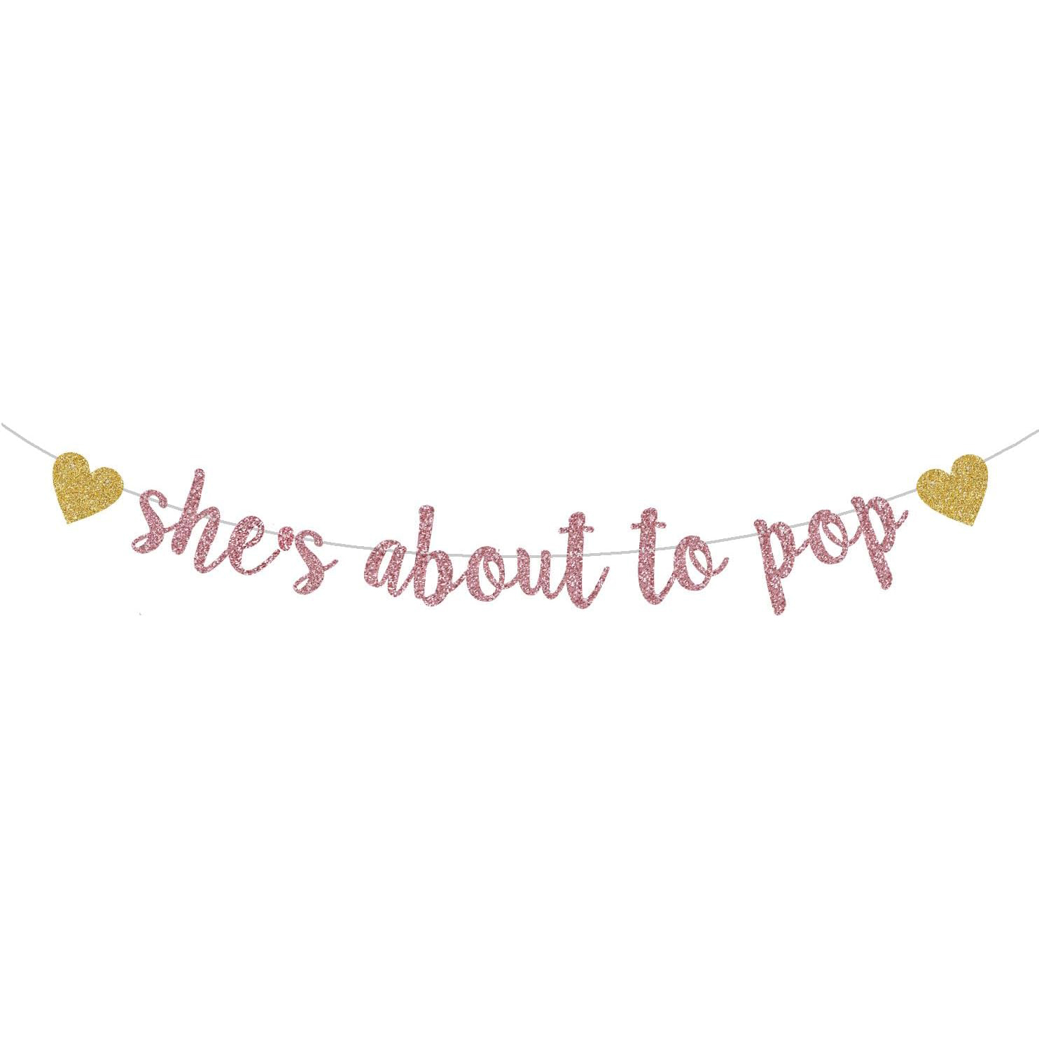 Party Banner Gold - Striscione 'She's About to Pop', Glitter