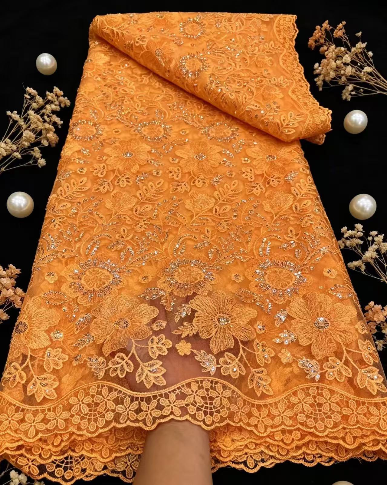 Glitter Tablecloth - Tessuto in pizzo tulle francese puro