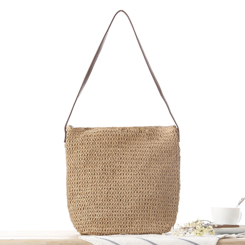 Paper Straw Color - Borsa a tracolla in paglia intrecciata