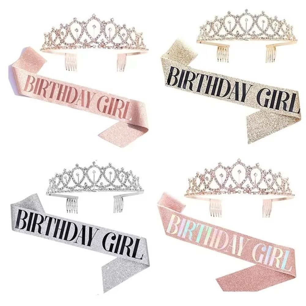 Birthday Sash Glitter - Set di 2 Pezzi: Nuova Corona