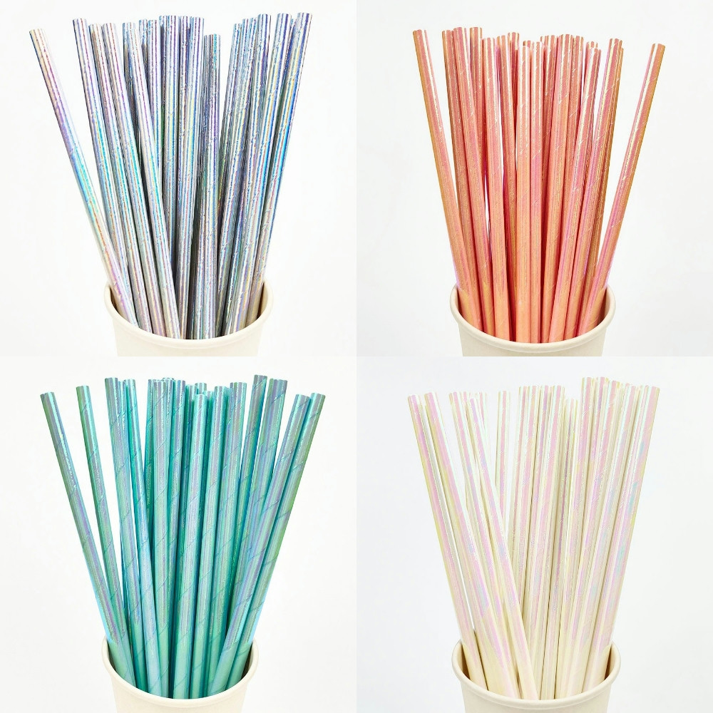 Paper Straw Color - 25 pz perlescente abbronzante cannucce di