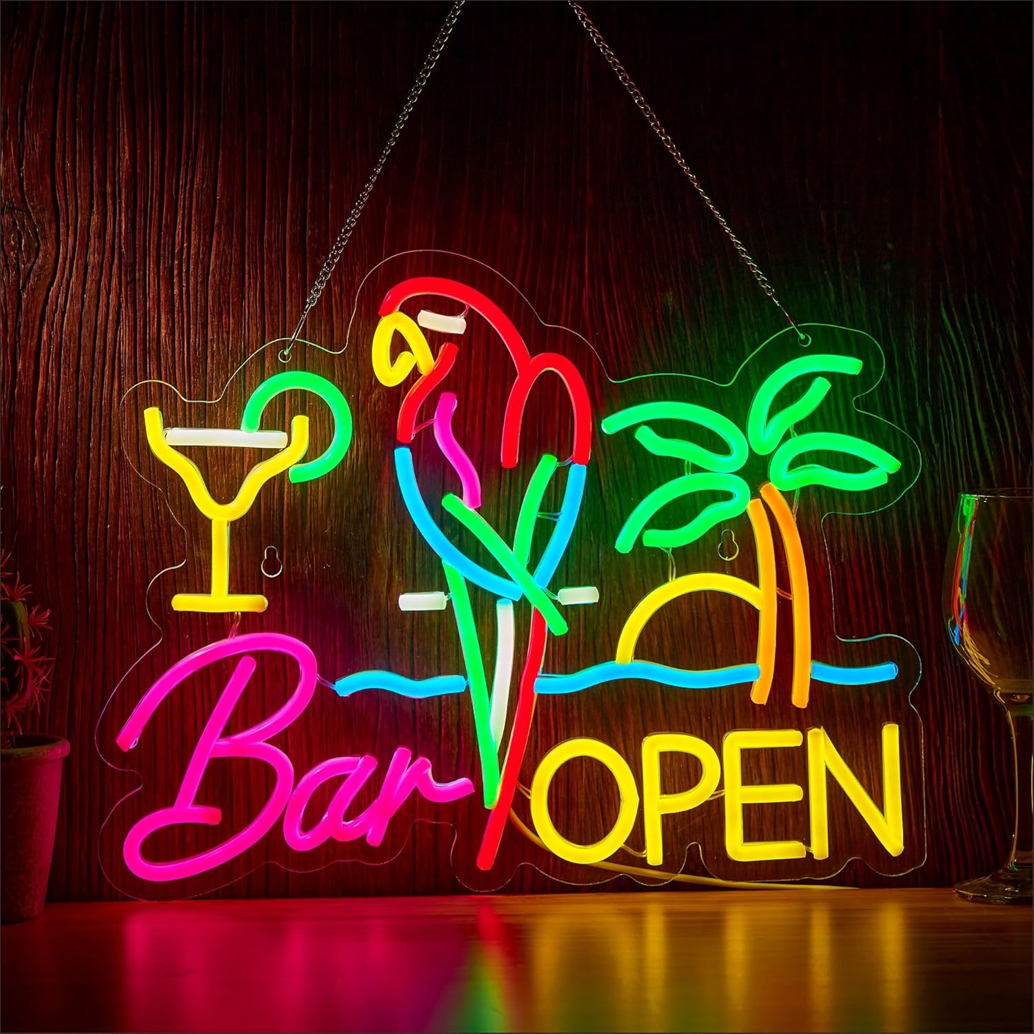 Neon Sign Party - Insegna al Neon 'Bar Open', Luce