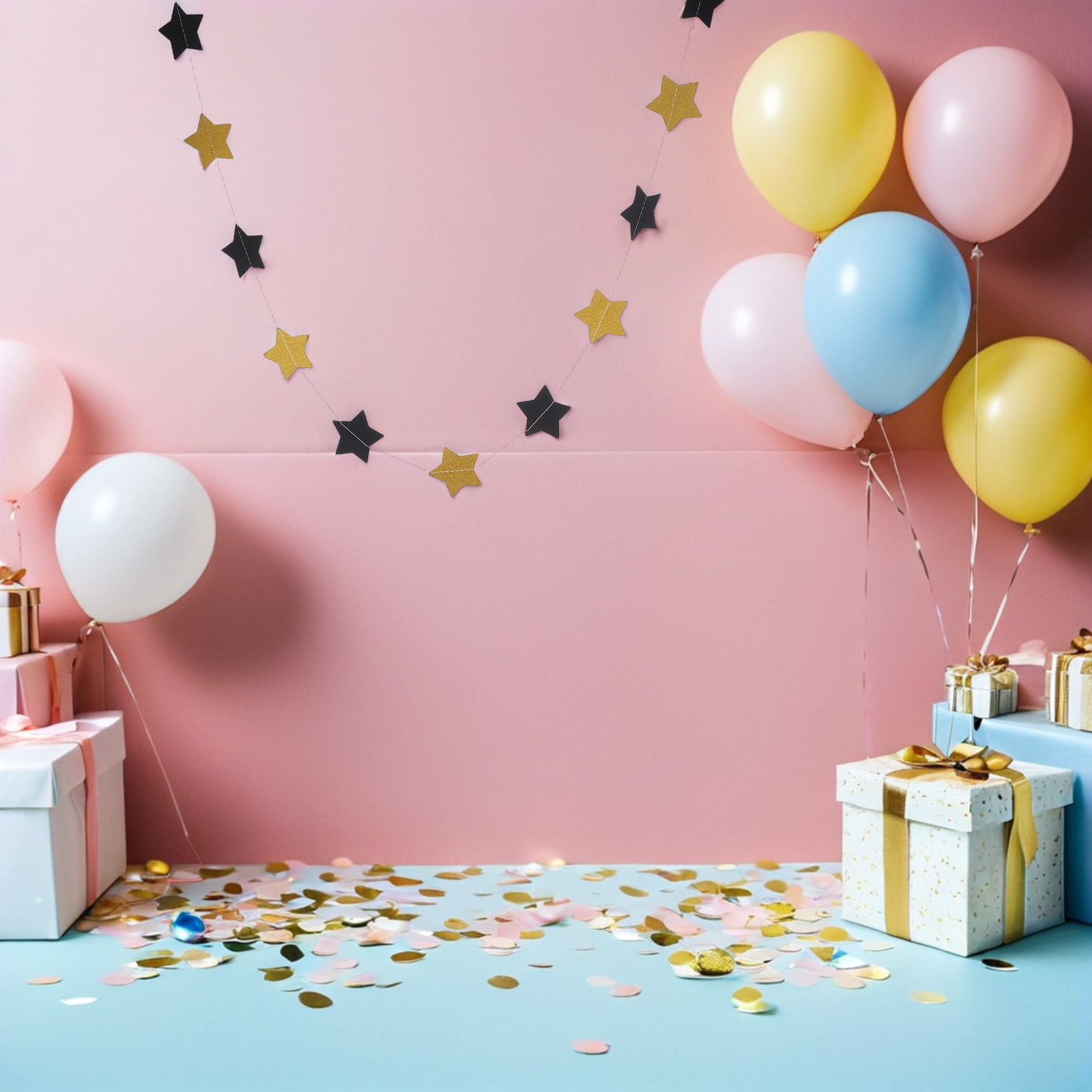 Party Banner Gold - 2 Pezzi Ghirlanda di Stelle Dorate,