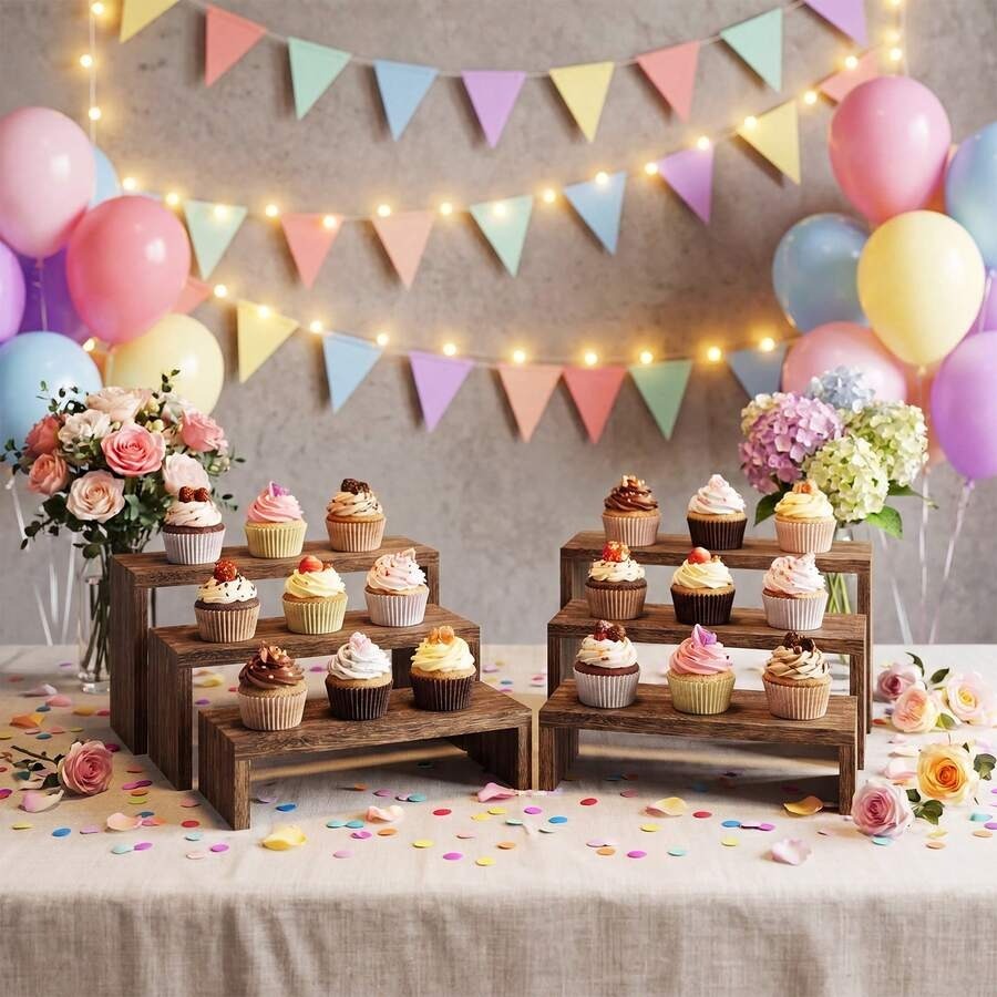 Cupcake Stand Tier - Set di 6 Supporti in Legno