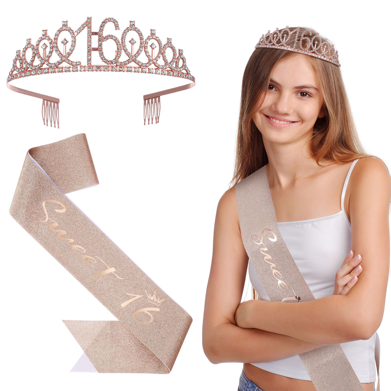 Birthday Sash Glitter - Set di 1 tiara scintillante per