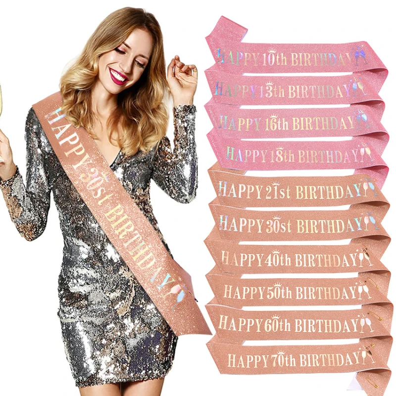 Happy 10th 13th 16th 21st 30th - Birthday Sash Glitter recensione e prezzo