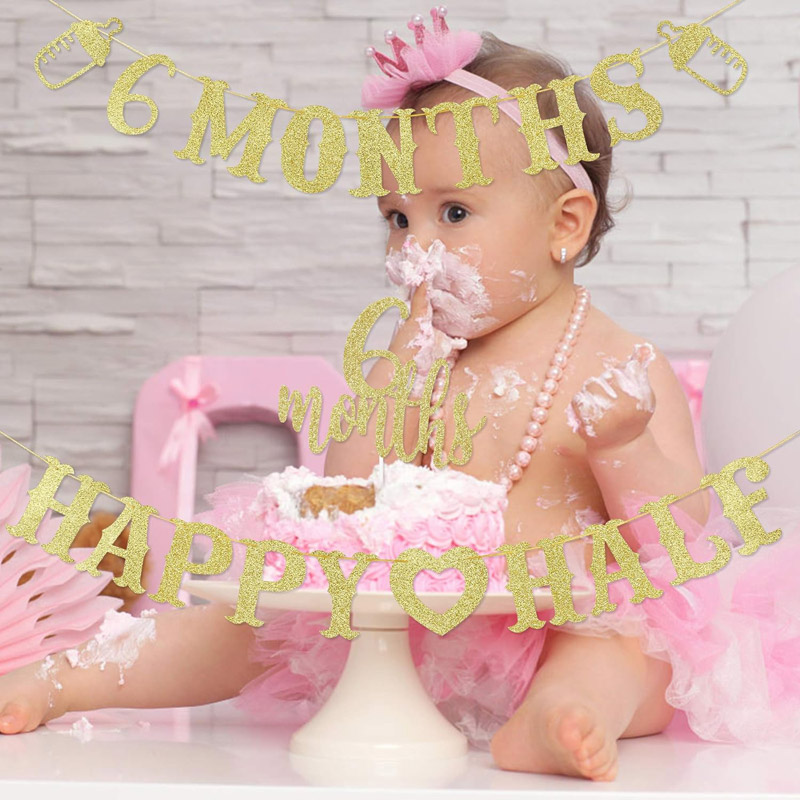 Striscione '6 Mesi' con Glitte - Party Banner Gold recensione e prezzo