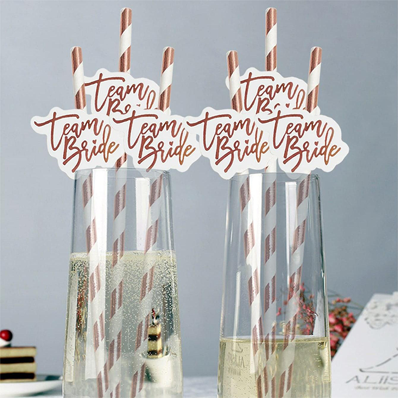 10pcs Team Bride Rose Gold Str - Paper Straw Color recensione e prezzo