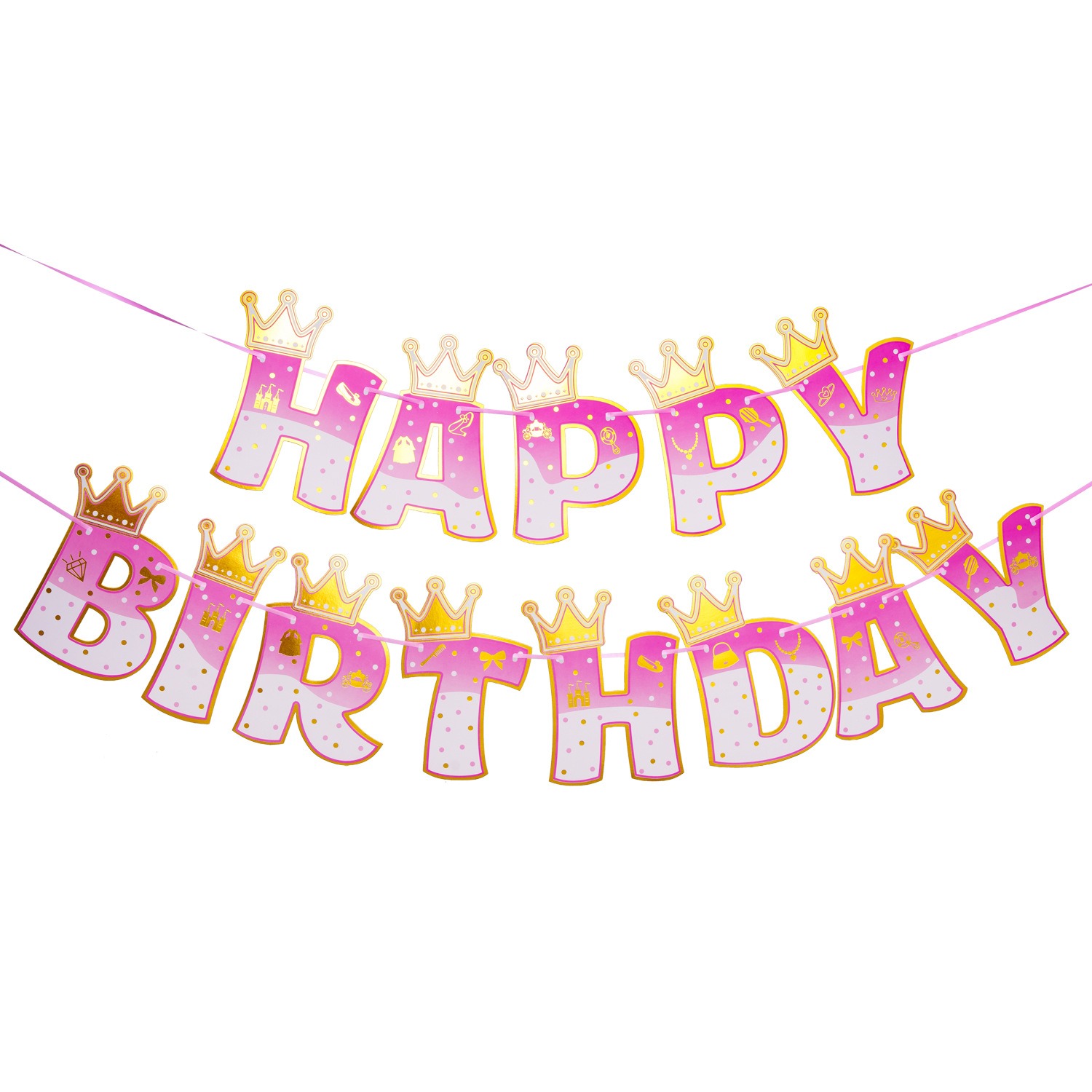 Pink Stamping Gold Crown Theme - Party Banner Gold recensione e prezzo