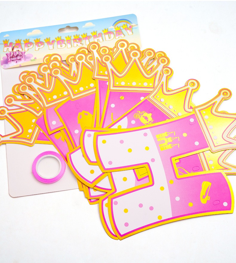 Pink Stamping Gold Crown Theme - Party Banner Gold recensione e prezzo